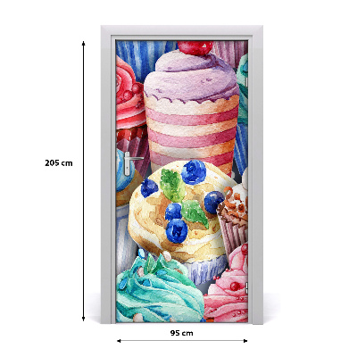 Self-adhesive door sticker Colorful muffins