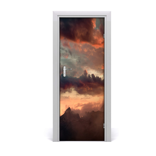 Door wallpaper Sunset mountains