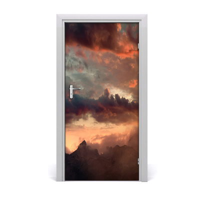 Door wallpaper Sunset mountains