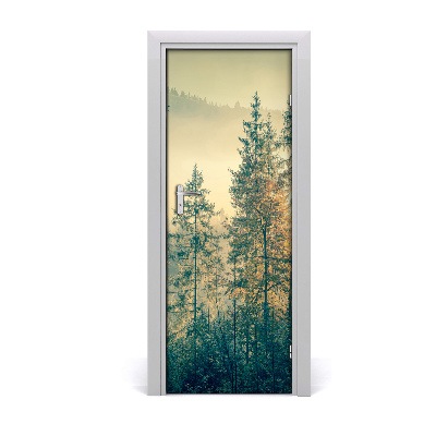 Door wallpaper Fog over the forest