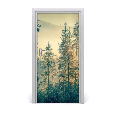 Door wallpaper Fog over the forest