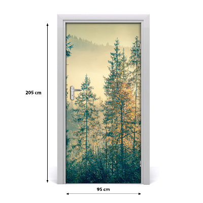 Door wallpaper Fog over the forest