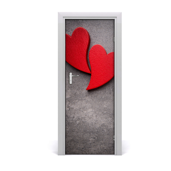 Door wallpaper Red hearts