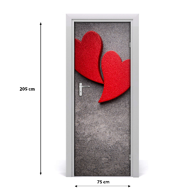 Door wallpaper Red hearts