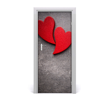 Door wallpaper Red hearts