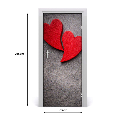 Door wallpaper Red hearts