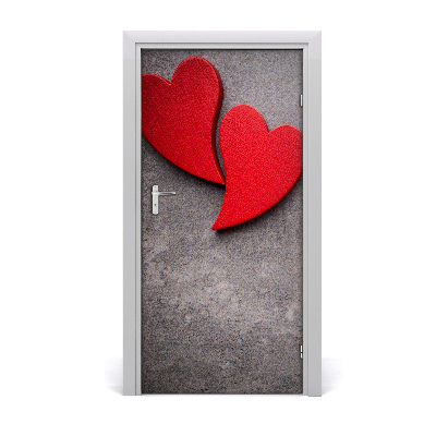 Door wallpaper Red hearts