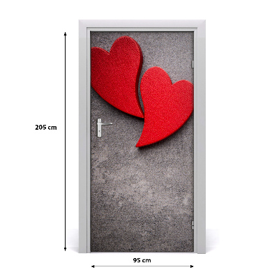 Door wallpaper Red hearts