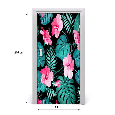 Self-adhesive door veneer Hawaiian flowers