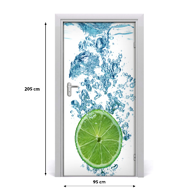 Self-adhesive door sticker Lime under water