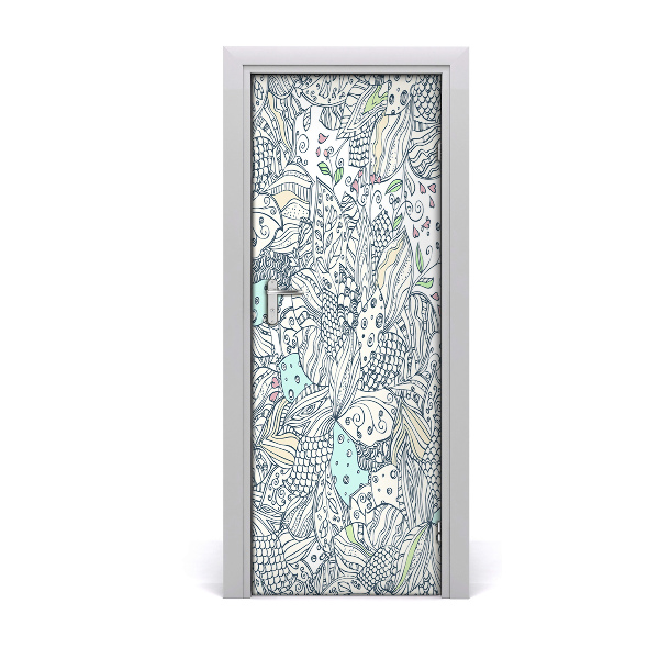 Self-adhesive door veneer Floral pattern