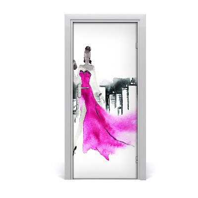 Self-adhesive door sticker Fashion illustration