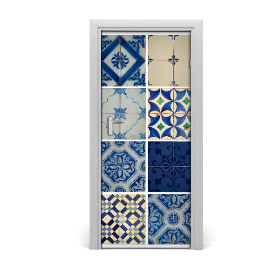 Self-adhesive door sticker Portuguese tiles