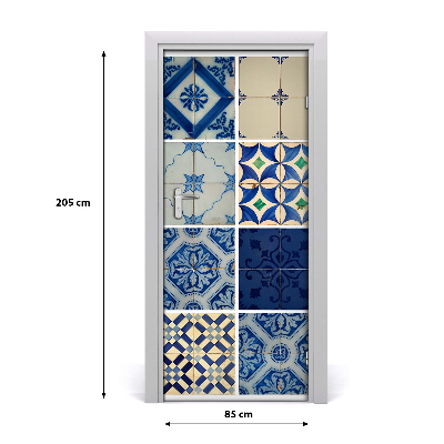 Self-adhesive door sticker Portuguese tiles