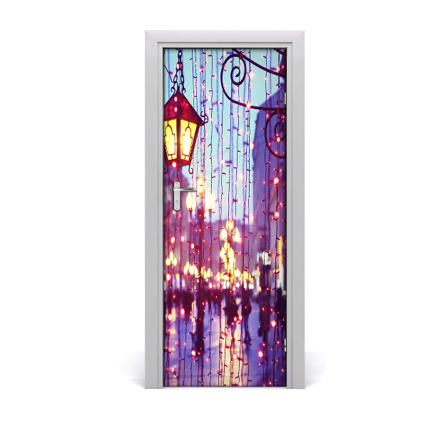 Self-adhesive door wallpaper Lights in the city