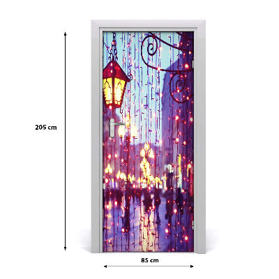 Self-adhesive door wallpaper Lights in the city