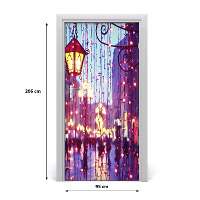 Self-adhesive door wallpaper Lights in the city