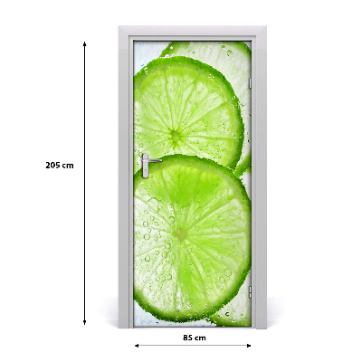 Self-adhesive door sticker Lime under water