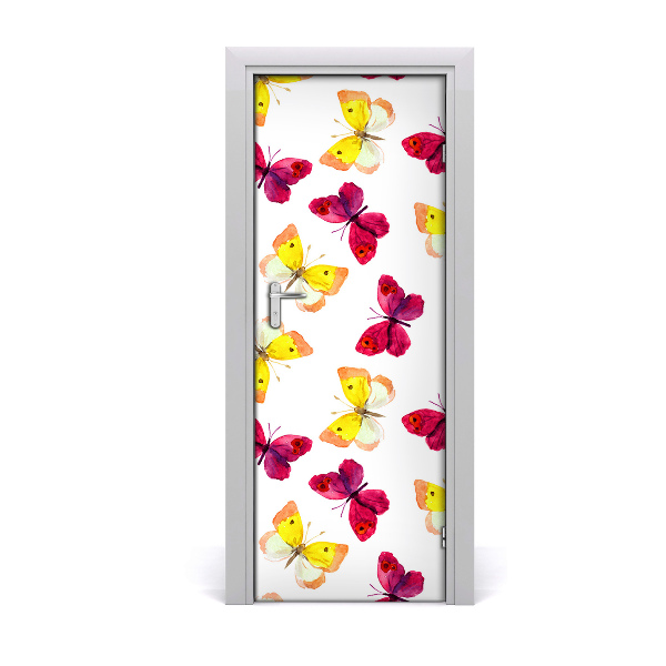 Self-adhesive door sticker Colorful butterflies