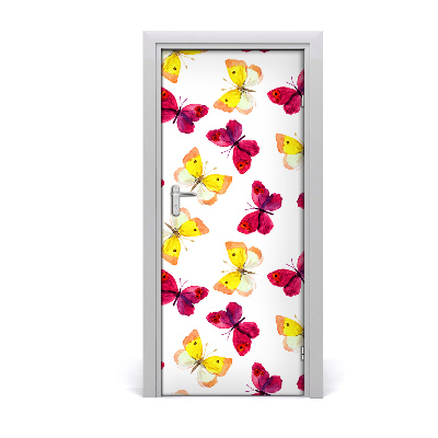 Self-adhesive door sticker Colorful butterflies