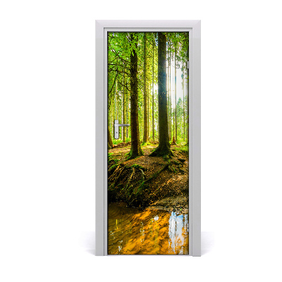 Door wallpaper Stream in the forest