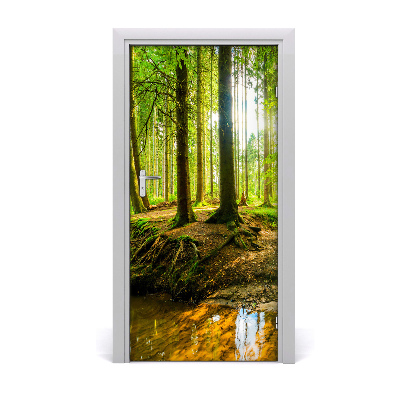 Door wallpaper Stream in the forest