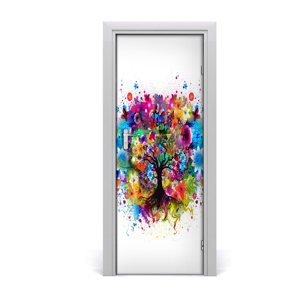 Self-adhesive door sticker Abstract tree