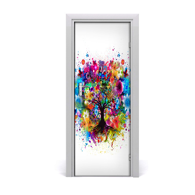 Self-adhesive door sticker Abstract tree