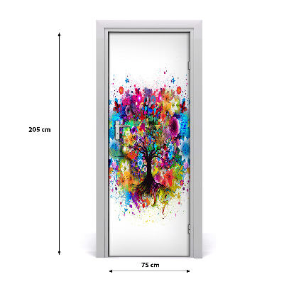 Self-adhesive door sticker Abstract tree