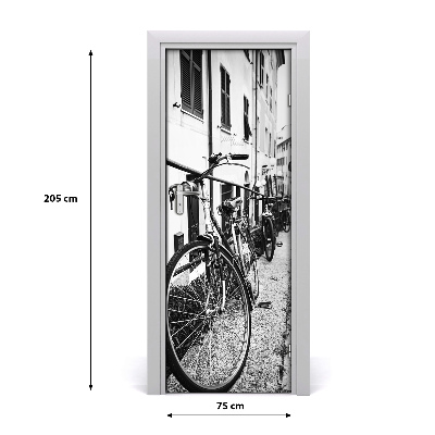 Self-adhesive door wallpaper City bikes