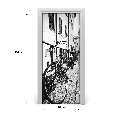 Self-adhesive door wallpaper City bikes