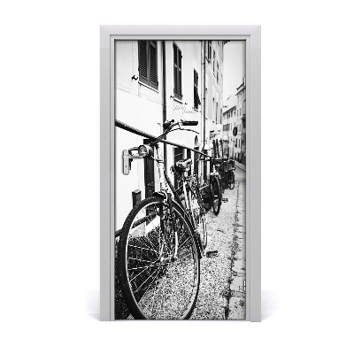 Self-adhesive door wallpaper City bikes