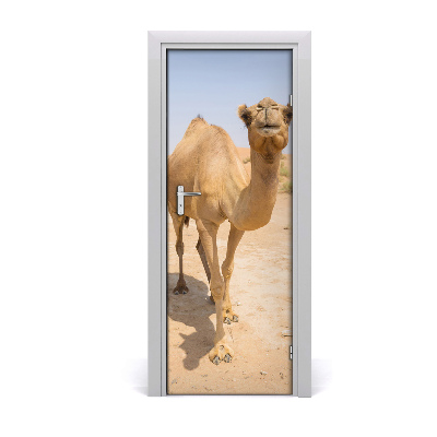 Self-adhesive door sticker Camel in the desert