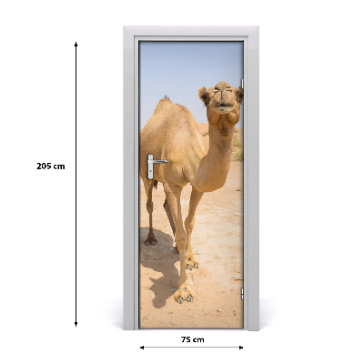 Self-adhesive door sticker Camel in the desert