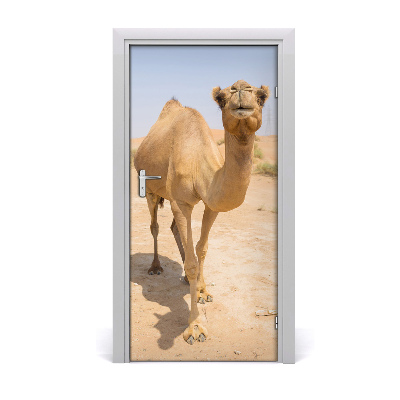 Self-adhesive door sticker Camel in the desert