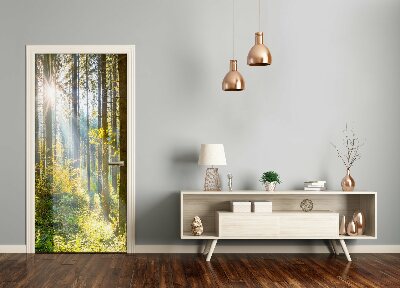 Door wallpaper Sun in the forest