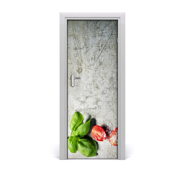 Self-adhesive door sticker Tomatoes and basil