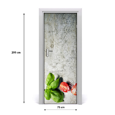 Self-adhesive door sticker Tomatoes and basil