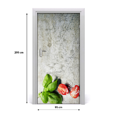 Self-adhesive door sticker Tomatoes and basil