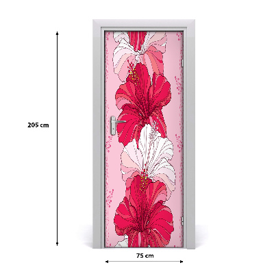 Self-adhesive door wallpaper Hibiscus