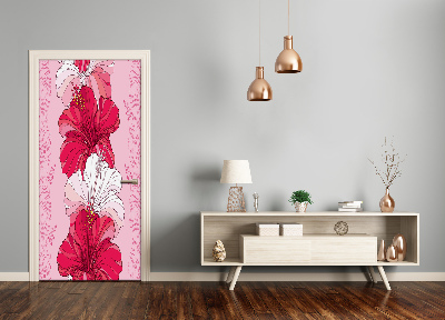 Self-adhesive door wallpaper Hibiscus