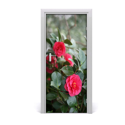 Self-adhesive door sticker On the camellia door