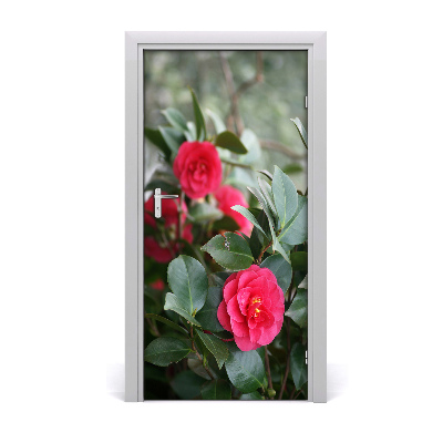 Self-adhesive door sticker On the camellia door