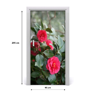 Self-adhesive door sticker On the camellia door