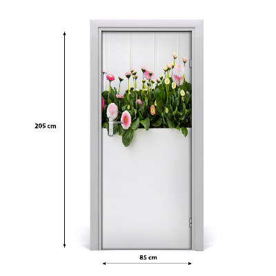 Self-adhesive door sticker Pink daisies