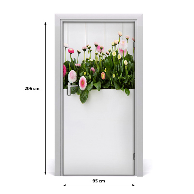 Self-adhesive door sticker Pink daisies