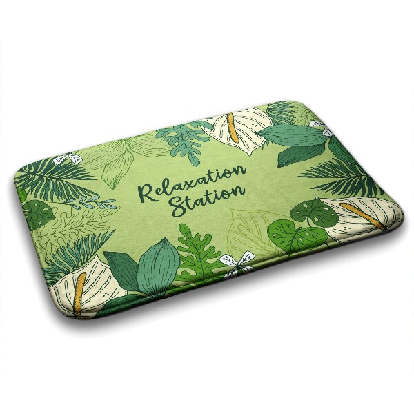 Bathroom rug Green leaves