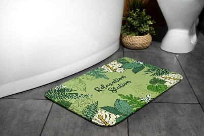 Bathroom rug Green leaves