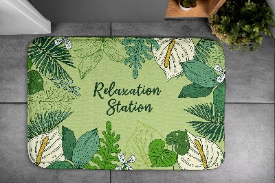 Bathroom rug Green leaves