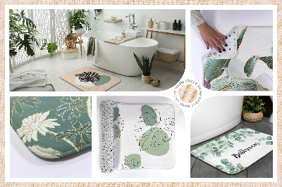 Bathmat Golden leaves pattern